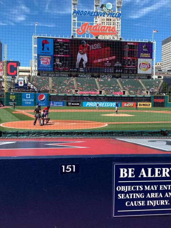 Progressive Field, block: 151, row: G, seat: 1