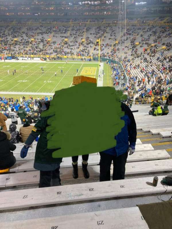 Lambeau Field, block: 111, row: 58, seat: 31