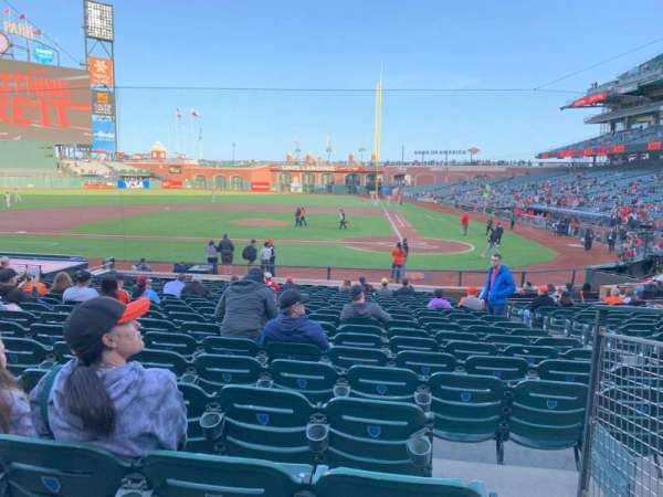 Oracle Park, block: 121, row: P, seat: 1-3