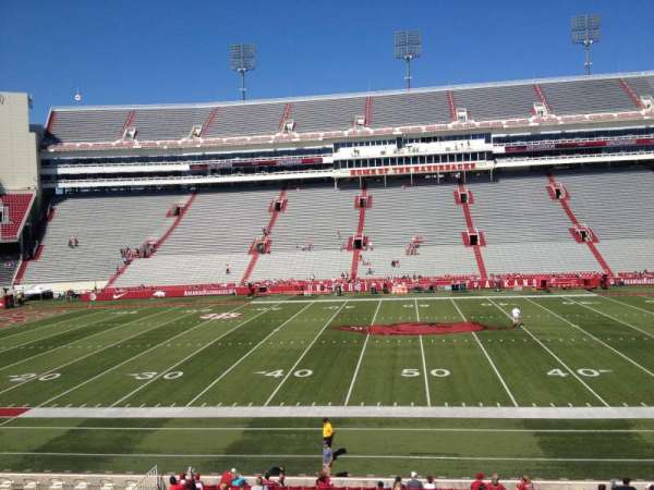 Razorback Stadium, block: E123, row: 22, seat: 20